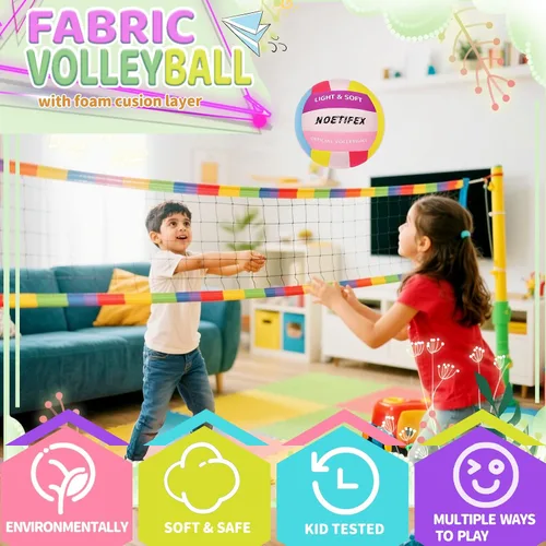 Vista 4 de Pelota de vóleibol suave - Tela súper suave y ligera para práctica en interiores, segura y silenciosa, ideal para niños, jóvenes, principiantes