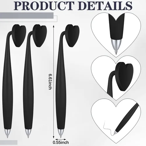 Vista 2 de Glenmal 3 bolígrafos magnéticos de tinta negra, divertido bolígrafo con forma de corazón para refrigerador y otras superficies magnéticas, regalos