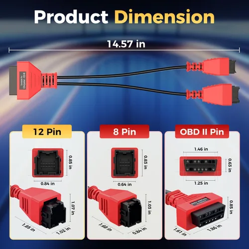 Vista 7 de Autel Adaptador original OBD2 12+8 para Chrysler OBD II, protocolo de pasarela de cable de derivación, derivación de seguridad universal 12 8