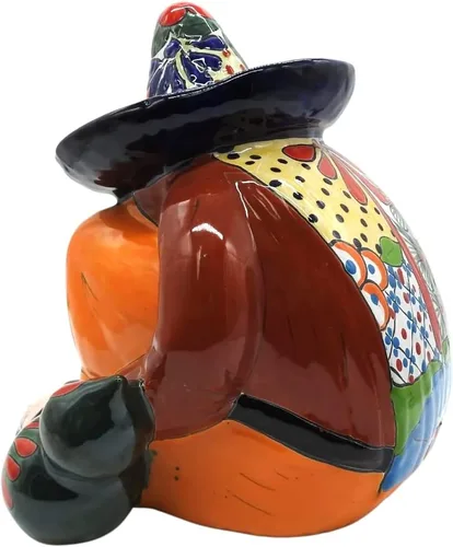 Vista 6 de Pancho Cowboy - Figura grande pintada a mano para interiores y exteriores, multicolor esmaltada (Puebla)
