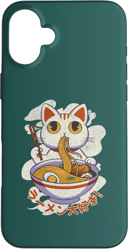Vista 21 de Funda linda para iPhone 11 Chinese Lucky Cat Eating Ramen noodle lover anime Japón
