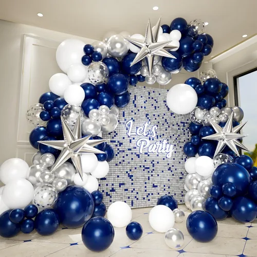 Vista 11 de Kit de arco de guirnalda de globos negros y dorados con globos de estrella en explosión, globos de látex de confeti de oro negro de 5/10/12/18