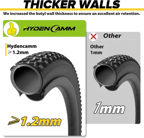 Vista 3 de 1/2/4 Pack 20x4 26x4.0 Fat Bike Tube with AV 32mm Schrader Valve, Premium Butyl Rubber Fat Tire Bike Tubes with Tire Levers, 20, 26x3.5-4.5 Bike