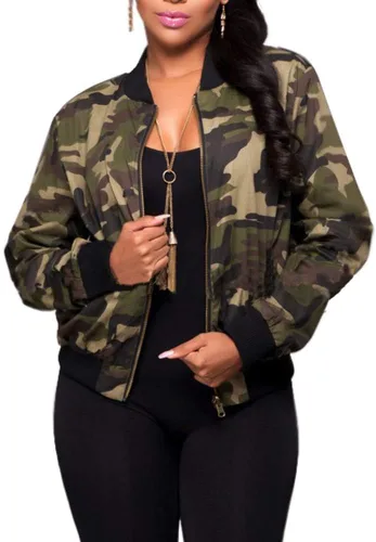 Vista 2 de SheKiss Casual Jackets for Women Trendy Lightweight Outfits with Pockets Camuflaje ejército