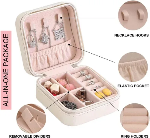 Vista 3 de Estuche organizador de viaje portátil personalizado para mujeres y niñas, regalos, nombre personal y flores de nacimiento, caja de almacenamiento