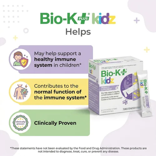 Vista 5 de Bio-K+ Kidz - Polvo probiótico para niños con vitamina D3, estable en el estante, sin OMG, sin gluten, 28 paquetes de una sola porción