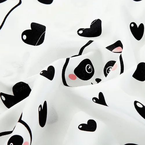 Vista 5 de Chezmoi Collection Juego de sábanas de 3 piezas para niños y adolescentes, microfibra suave, color blanco y negro, estampado de corazones de panda