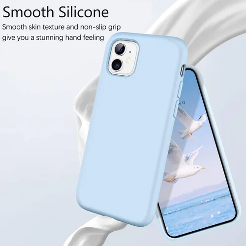 Vista 3 de GUAGUA Funda compatible con iPhone 11, iPhone 11 de silicona líquida, delgada y suave forro de microfibra con textura de cojín, funda protectora a