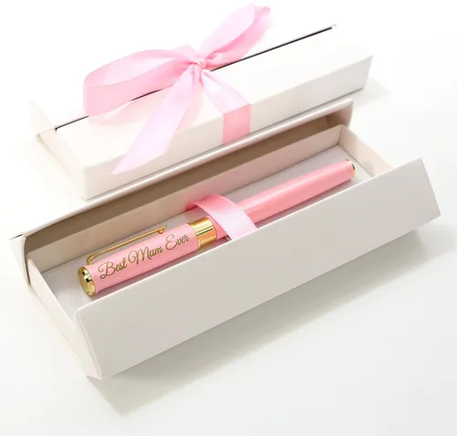 Vista 2 de Bolígrafo de metal personalizado de alta calidad + caja de regalo, diseño de un regalo verdaderamente único, grabado con láser, color rosa
