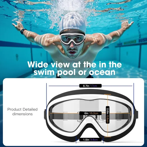 Vista 5 de Gafas de natación para adultos, paquete de 2 gafas de natación con visión amplia para hombres, mujeres, jóvenes, adolescentes, gafas de natación