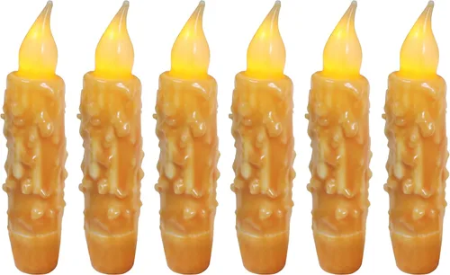 Vista 12 de CVHOMEDECO. Velas de cera real sumergidas a mano con temporizador LED con pilas, velas cónicas sin llama primitivas del país, 4-3/4 pulgadas, negro