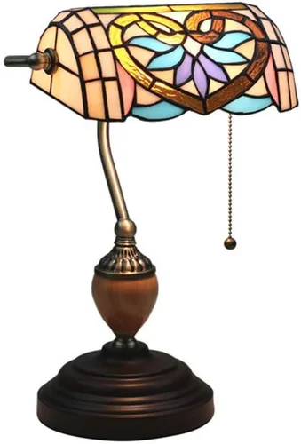 Vista 8 de Baroque Stained Glass Deskp with Pull Cswitch Style Bankerp for Liviroom Office Bedroom Antzinc Base Traditional Tablep for Bedside or Desk Use/I