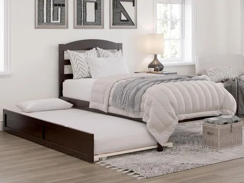 Vista 23 de AFI, Warren - Cama de plataforma matrimonial con cama nido individual, color espresso