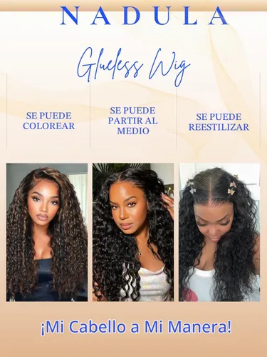 Vista 3 de Nadula Pre Everything - Pelucas de cabello humano ondulado con encaje frontal HD de 13 x 4 pulgadas, sin pegamento, con cordón invisible, mojado