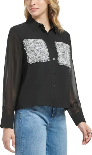 Vista 3 de Karl Lagerfeld Paris Ropa deportiva de manga larga con Tweed para mujer