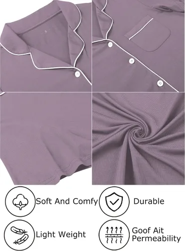 Vista 5 de Leikar Camisa de Dormir de Maternidad para Mujer con Mangas Largas, Pijama de Lactancia