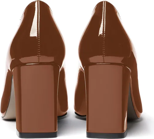 Vista 4 de WAYDERNS Zapatos de tacón alto con punta cuadrada sólida para mujer, de 3 pulgadas