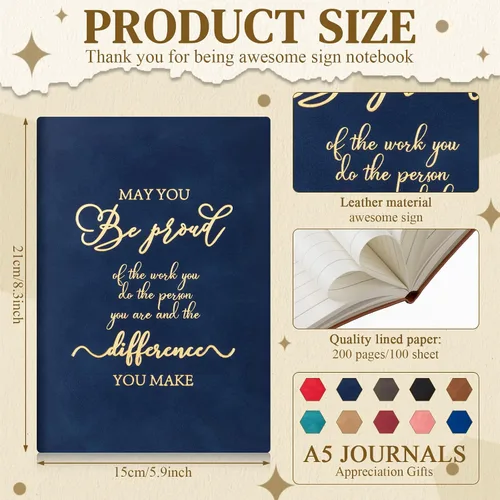 Vista 2 de Fuutreo 20 cuadernos de cuero de agradecimiento, cuaderno de notas A5 a granel, regalo inspirador para mujeres, hombres, empleados, compañeros