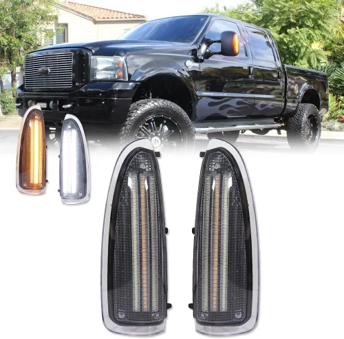 Vista 13 de para 2003 2004 2005 2006 2007 Ford F250 F350 F450 F550 F650 Super Duty y 2000-2005 Ford Excursion Luz de Señal de Giro de Lente Ámbar LED Marcador