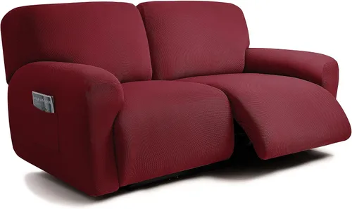 Vista 25 de ULTICOR - Juego de 8 fundas para sofá reclinable de jacquard, fundas elásticas para sofá reclinable para 3 cojines, fundas gruesas, suaves y Gris