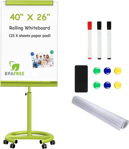Vista 16 de TSJ OFFICE Rolling Whiteboard Standing - 40 x 26 Inches Mobile White Board Gris