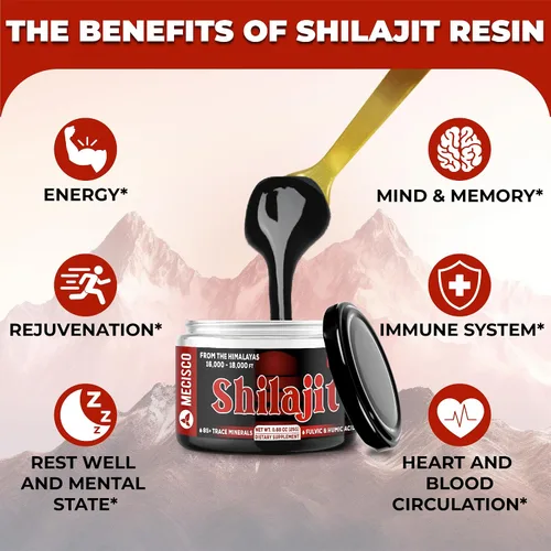 Vista 4 de Shilajit orgánico puro del Himalaya de 0.88 oz – La resina Shilajit contiene fúlvico, ácido húmico natural y más de 85 minerales traza – Apoyo