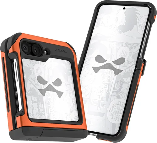 Vista 87 de Ghostek Atomic - Funda delgada para Galaxy Z Flip 4, parte trasera de aramida con parachoques de aluminio rojo, funda protectora de doble capa a