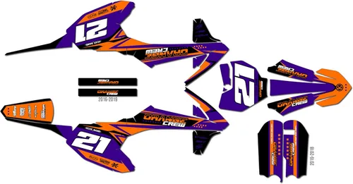 Vista 8 de Kit de gráficos para Ktm 50SX (2020-2023) Serie OG-CREW Cyan 09 Mil - Adhesivos para motocicleta Dirt Pit Bike Motocicleta, accesorios de motocross