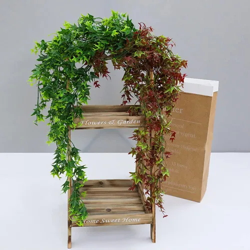 Vista 9 de Vid colgante artificial, juego de 2 plantas colgantes artificiales, plantas colgantes falsas para colgar en la pared, hojas de vid para decoración