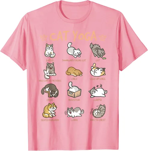 Vista 87 de Cat Yoga Poses Cats Practicing Mindfulness Meditación Kitten - Camiseta, Negro, S