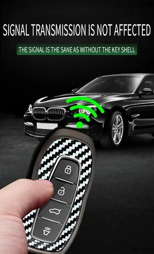 Vista 5 de ontto Funda de llave de automóvil de 4 botones compatible con Ford Equator 2022 2023, funda de metal con textura de carbono, carcasa elegante