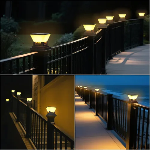 Vista 2 de Luces solares para tapa de poste – Paquete de 2 luces solares para postes de madera y vinilo de 4 x 4, 5 x 5, 6 x 6 pulgadas, impermeable IP65