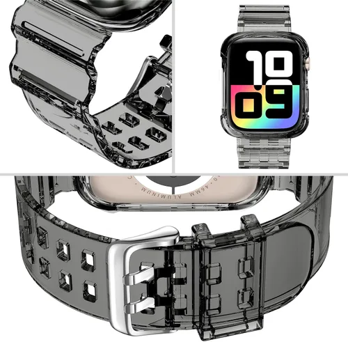Vista 166 de DABAOZA - Correa transparente compatible con Apple Watch con estuche protector, correa deportiva de TPU con brillo para mujeres y hombres