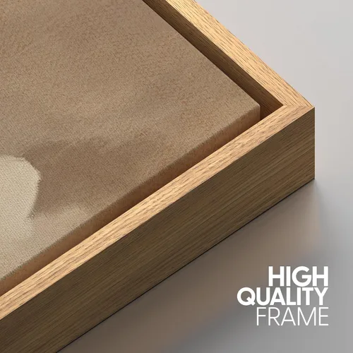 Vista 274 de SIGNFORD - Set de obras de arte en lienzo enmarcado para pared, ilustraciones abstractas de neblina del desierto en tonos neutros beige y marrón