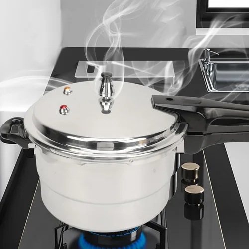 Vista 5 de Olla a presión de acero inoxidable para inducción y estufa, olla a presión de cocina con placa de vapor, olla a presión segura para cocinar fideos