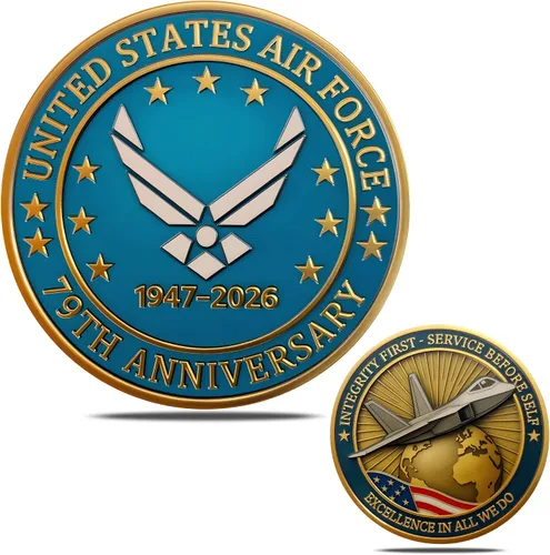 Vista 8 de Moneda de desafío de juramento de alistamiento de la Fuerza Aérea de los Estados Unidos para regalos de aviador, moneda de la Fuerza Aérea Militar
