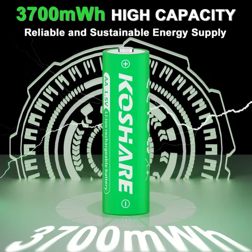 Vista 2 de Batería recargable AA de litio con 2 cajas de plástico, paquete de 8 baterías AA de 1.5 V 3700 mWh, batería de iones de litio doble A a prueba
