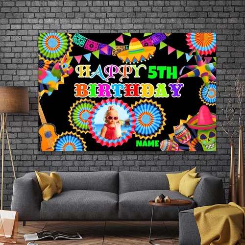 Vista 8 de Decoración personalizada para fiesta mexicana, carnaval, fiesta de feliz cumpleaños, suministros personalizados, fiesta mexicana, carnaval, Estilo-P