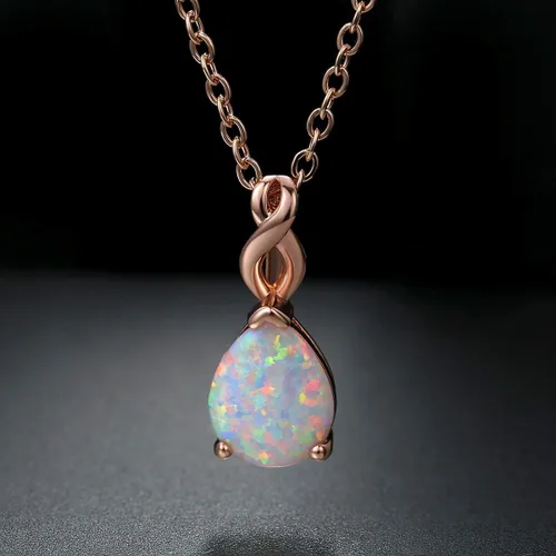 Vista 6 de Collar de ópalo chapado de 18 quilates oro blanco y oro rosa para mujer