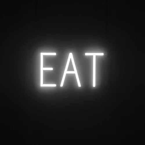 Vista 39 de SpellBrite Letrero EAT Letrero de neón para comer con luz LED azul, 13.1 x 6.3 pulgadas
