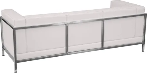 Vista 4 de Flash Furniture HERCULES Imagination Series Sofá contemporáneo de LeatherSoft blanco con marco de revestimiento