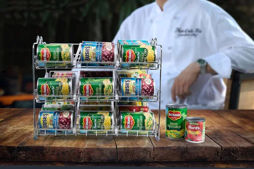 Vista 6 de Che'mar Organizador de latas para despensa: estante apilable para 36 latas, almacenamiento de alimentos enlatados, estante de despensa, armario