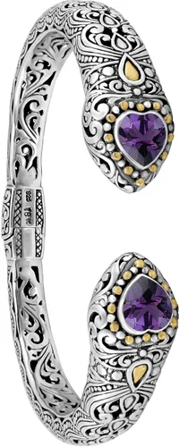 Vista 6 de DEVATA Pulsera de plata de ley 925 y oro de 18 quilates con piedras preciosas de filigrana Bali