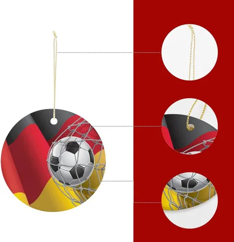 Vista 4 de Portería de fútbol y bandera alemana adorno de cerámica de Navidad decoración de Navidad para árbol de Navidad fiesta en casa