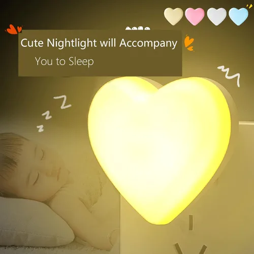 Vista 3 de Lindas luces nocturnas, luz nocturna en forma de corazón para guardería con sensores de luz, sensor automático de anochecer a amanecer, suave blanco