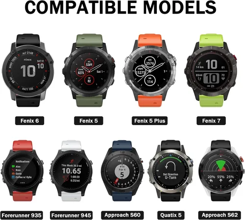 Vista 4 de ISABAKE Compatible con Fenix 6 Watch Band para Fenix 6 Pro/Fenix 5/Fenix 5 Plus/Fenix 7/Forerunner 935/Forerunner 945/Approach S60/Quatix 5