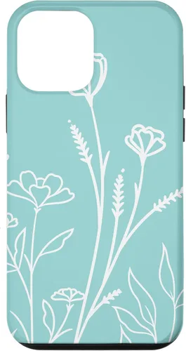 Vista 12 de iPhone 15 lindo verano flores silvestres diseño en azul verde pastel caso