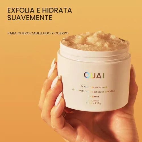 Vista 2 de OUAI St. Barts - Exfoliante corporal con mezcla de azúcar y aceite de coco para piel suave e hidratada, exfoliante suave para eliminar