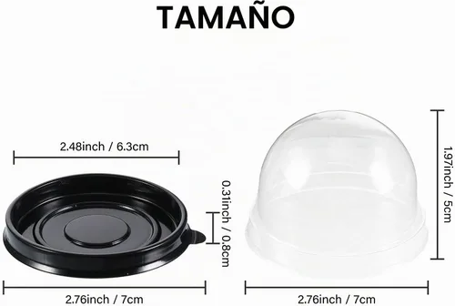 Vista 2 de Patelai Mini recipiente de plástico transparente para magdalenas, mini caja para magdalenas, cúpula para magdalenas, caja de un solo recipiente
