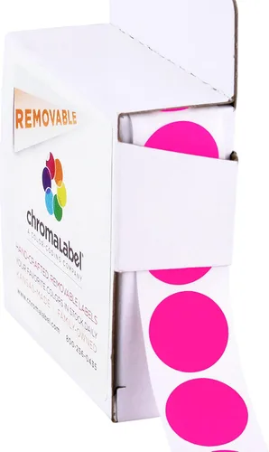 Vista 11 de ChromaLabel Puntos adhesivos extraíbles, 3/4 pulgadas amarillo, 1000/caja